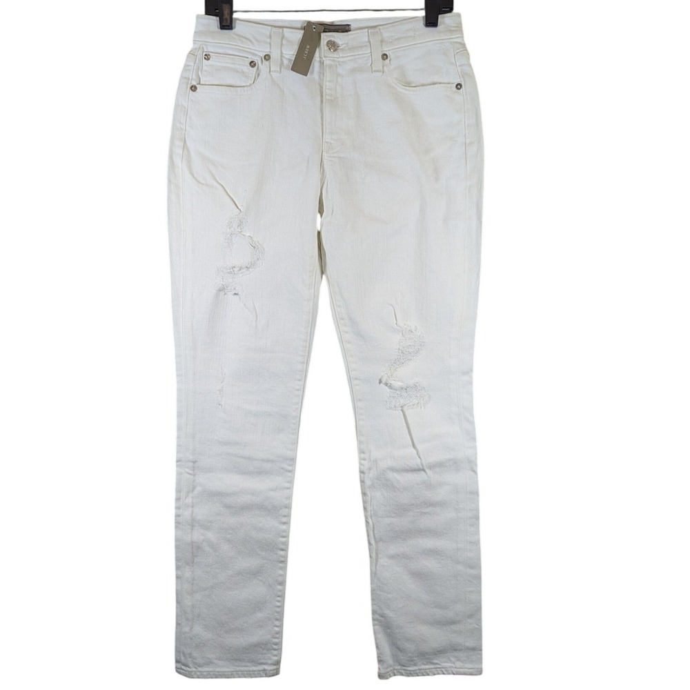 J.Crew Point Sur‎ High-Rise Slim Boyfriend Distressed Jeans White Womens 26 NWT